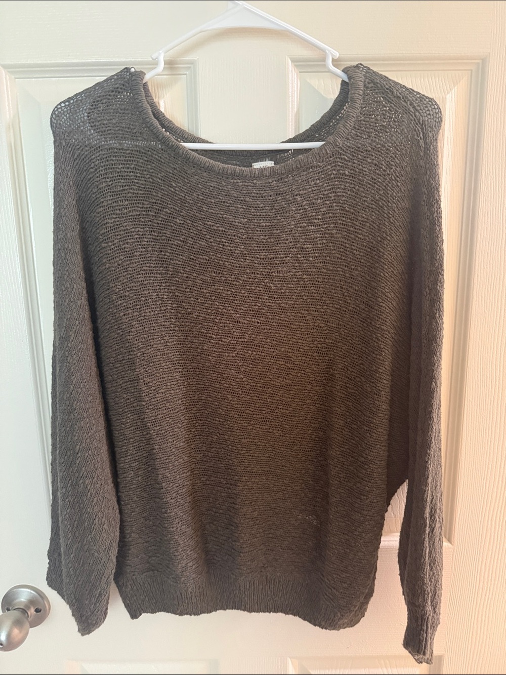 Me to We Olive Open-Knit Crewneck Sweater - Picture 3 of 9